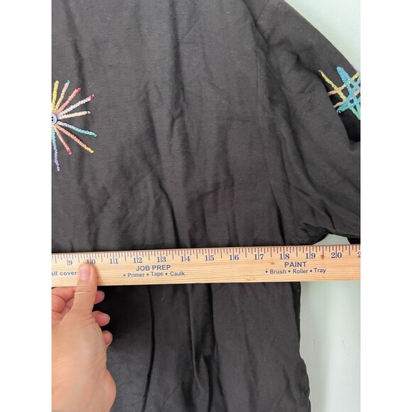 New Direction Jacket Womens S Black Embroidered Beaded Art to Wear Artsy Casual - Picture 6 of 7